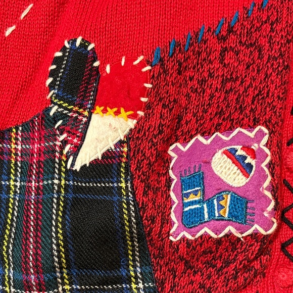 Designers Originals Studio Joy Festive Red Patchwork Christmas Cardigan Size 1X - Picture 2 of 15